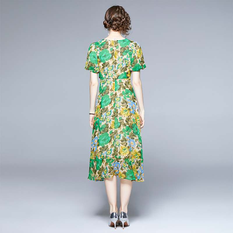 Women's Retro Chiffon Floral Dress — изображение 5