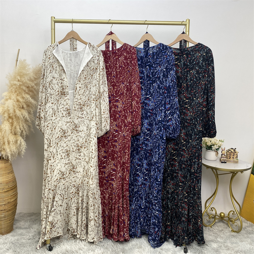 Women's Fashion Floral Round Neck Elastic Dress – Bild 6