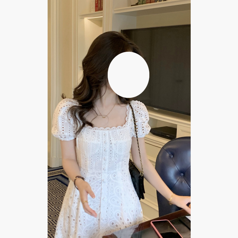 French Embroidered Lace Long Dress - Image 2