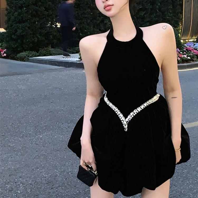 Women's Fashion Bow Hanging Neck Dress – Bild 2