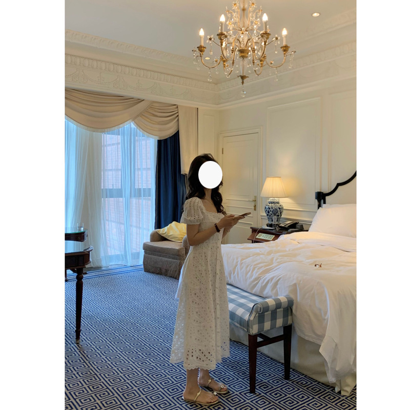 French Embroidered Lace Long Dress - Image 5