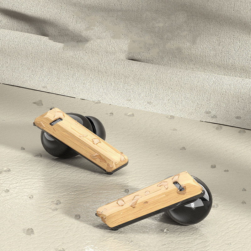 Wood Grain Wireless Sports In-ear Noise-canceling Low-latency Bluetooth Headphones - Image 5