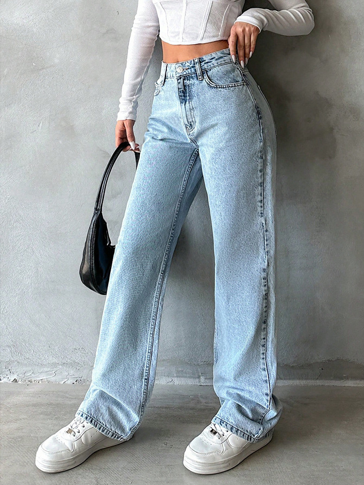 Sweet And Spicy Style High Waist Straight Jeans — изображение 6