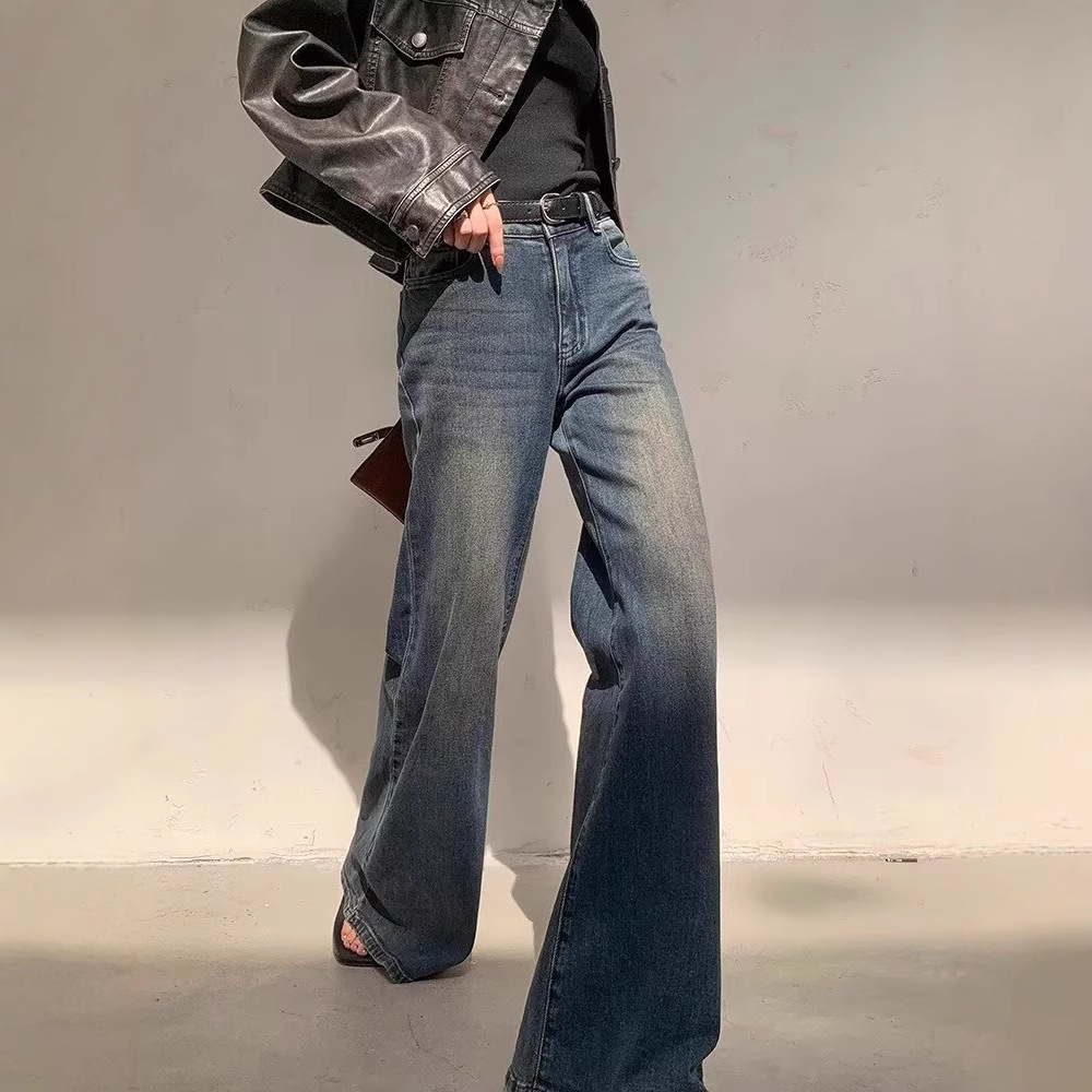 Retro Washed Blue Women's Micro-pull Mop Jeans – Bild 3