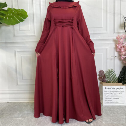 Women's Thick Crepe Large Hem Long Sleeve Dress