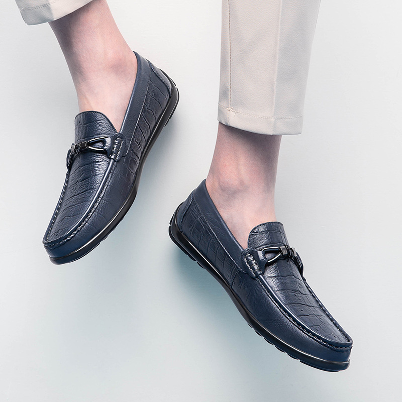 Round Toe Embossed Casual Leather Shoes Flat Heel – Bild 3