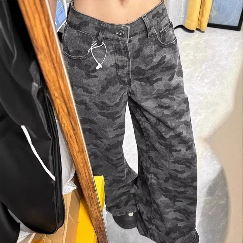 American Camouflage Jeans Women's High Waist Loose – Bild 5