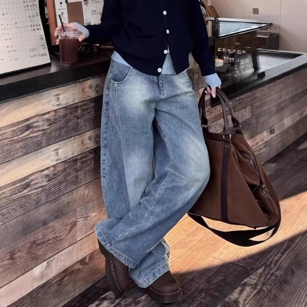 American Retro Loose Straight Machete Jeans - Image 5