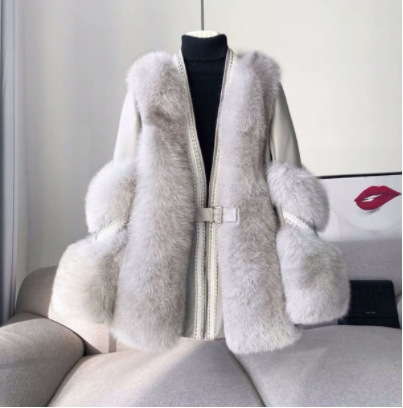 Loose Fashionable Warm Mid-length Fur Coat - Image 9