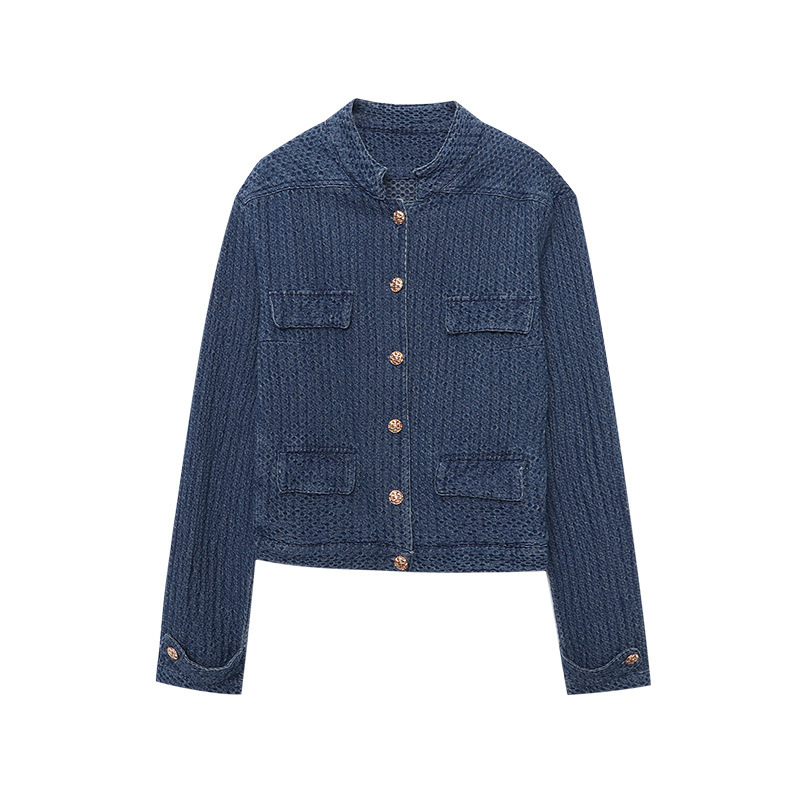 Texture Profile Classic Style Denim Jacket Coat - Image 4