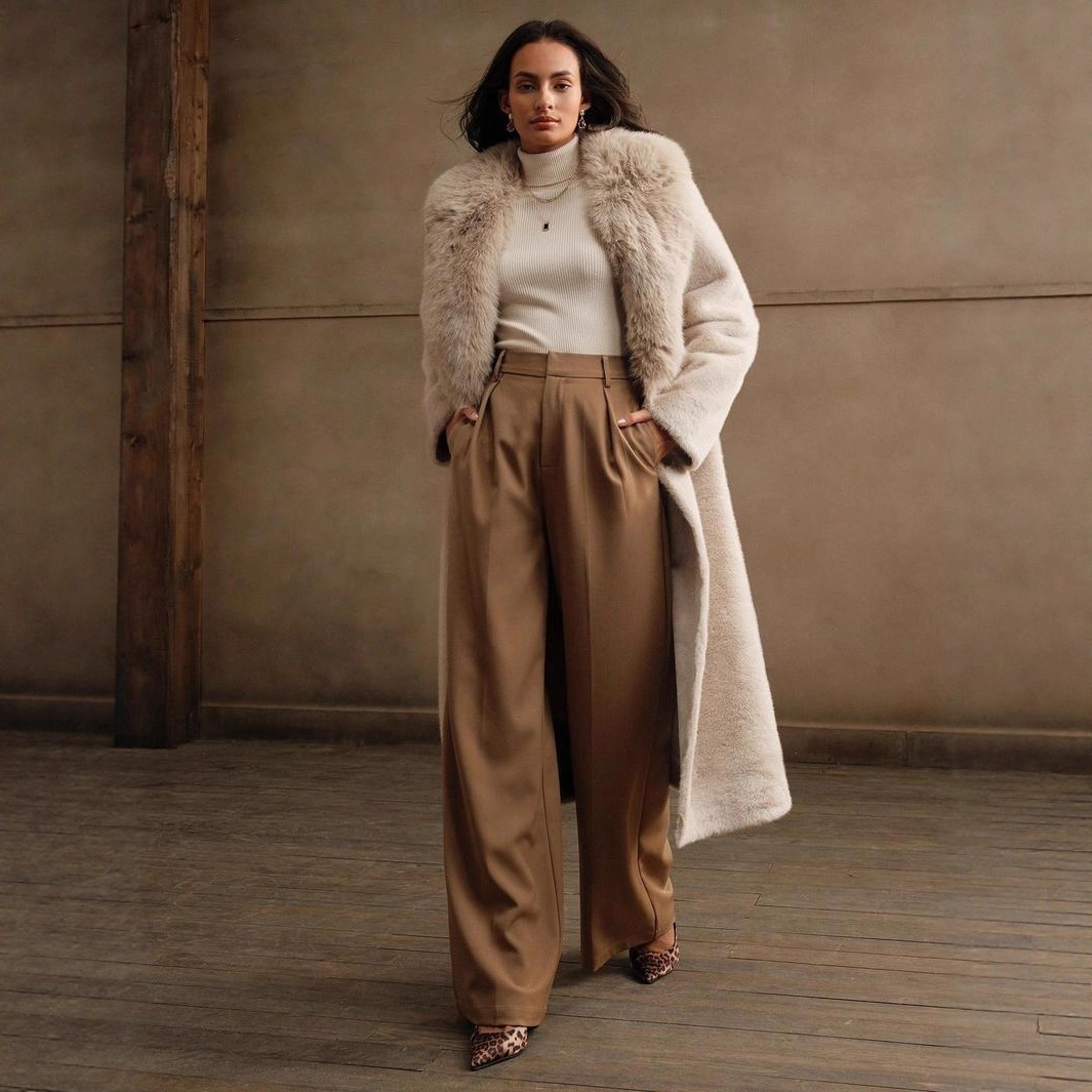 Elegant Trendy Autumn And Winter Casual Faux Fur Coat — изображение 3