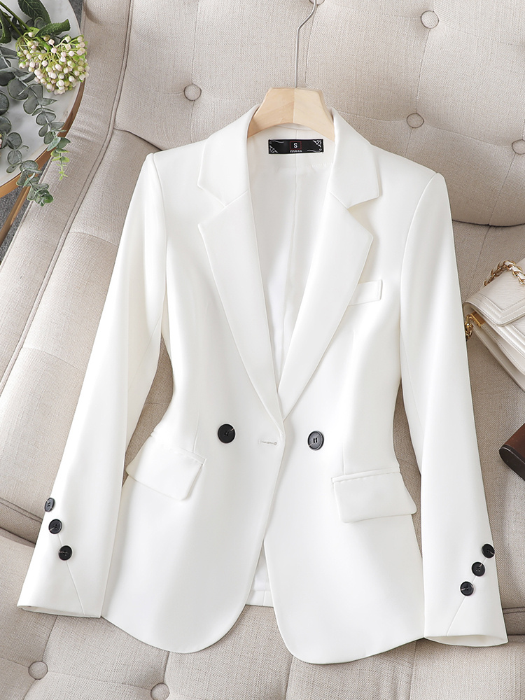 Spring And Autumn Khaki Suit Jacket For Women's Slimming - Image 6