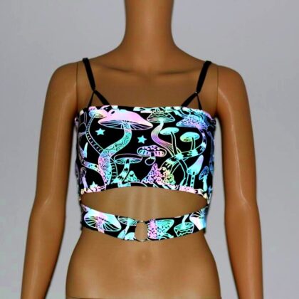 Mushroom Dazzling Color Reflective Women's Camisole Knit Vest