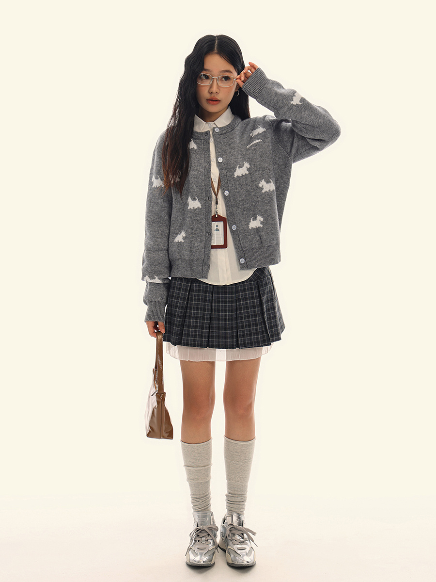 Jacquard Round Neck Cardigan Knitted Sweater – Bild 6