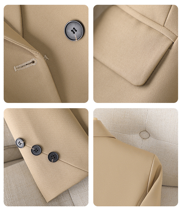 Spring And Autumn Khaki Suit Jacket For Women's Slimming - Image 2
