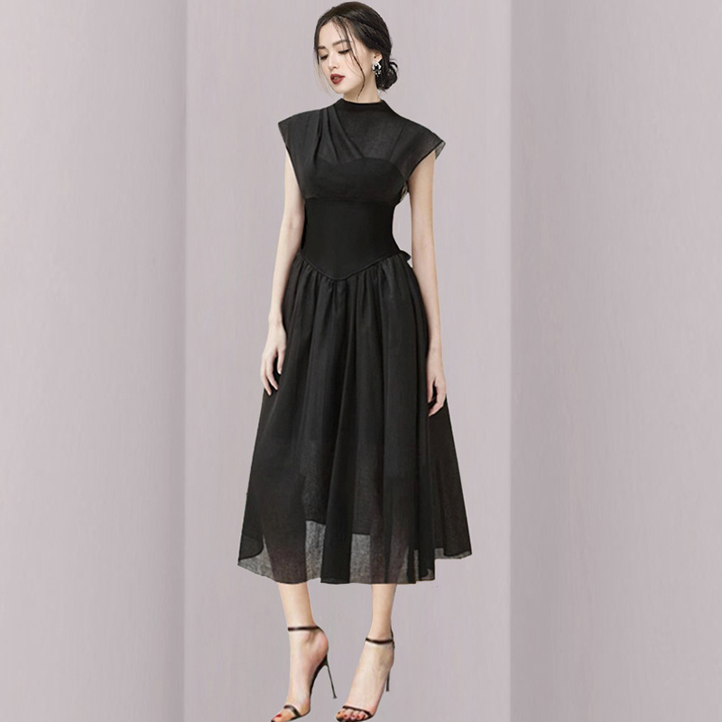 New Black Waistband Slimming And Niche Light Luxury Dress