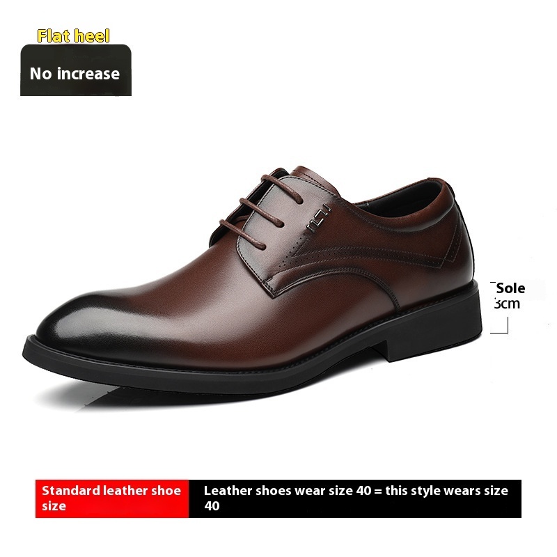 Business Formal Wear Genuine Leather Breathable Increased Men's Shoes - Image 9