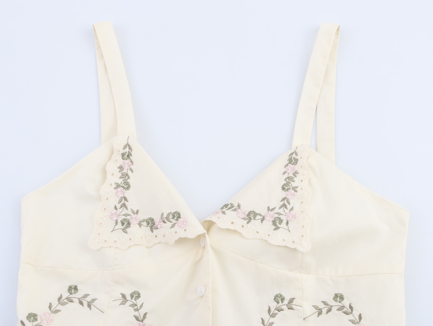 Summer European And American Style Simple Embroidered Poplin Sling Top - Image 3