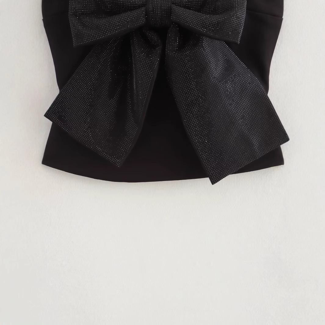 Women's Style Stylish Simple And Versatile Rhinestone Bowknot Decoration Sling Top - Image 4