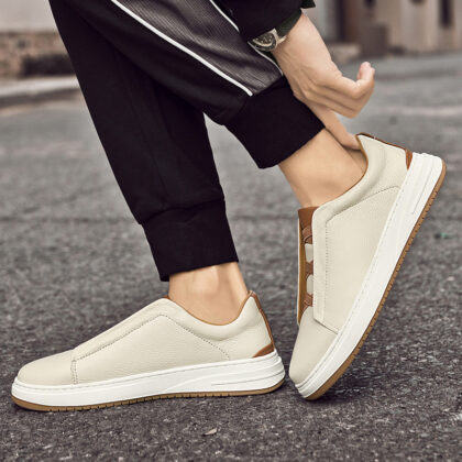 Low-top Slip-on Genuine Leather Top Layer Cowhide Casual Shoes