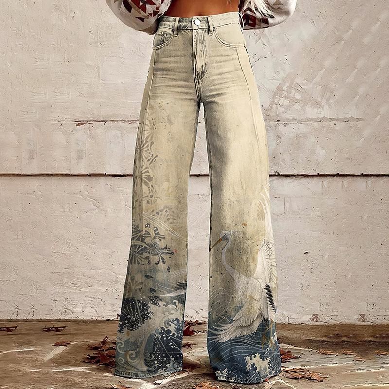 New 3D Thermal Transfer Speaker Simulation Denim Trousers Loose Pants All-matching - Image 5