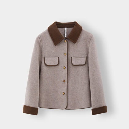 Contrast Color Lapels Sweet Style Short Double-sided