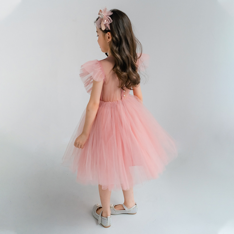 Girls' Flying Sleeve One Piece Princess Mesh Dress — изображение 2