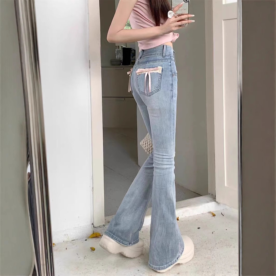 Mopping High Waist Slimming Bow Design Skinny Jeans — изображение 3