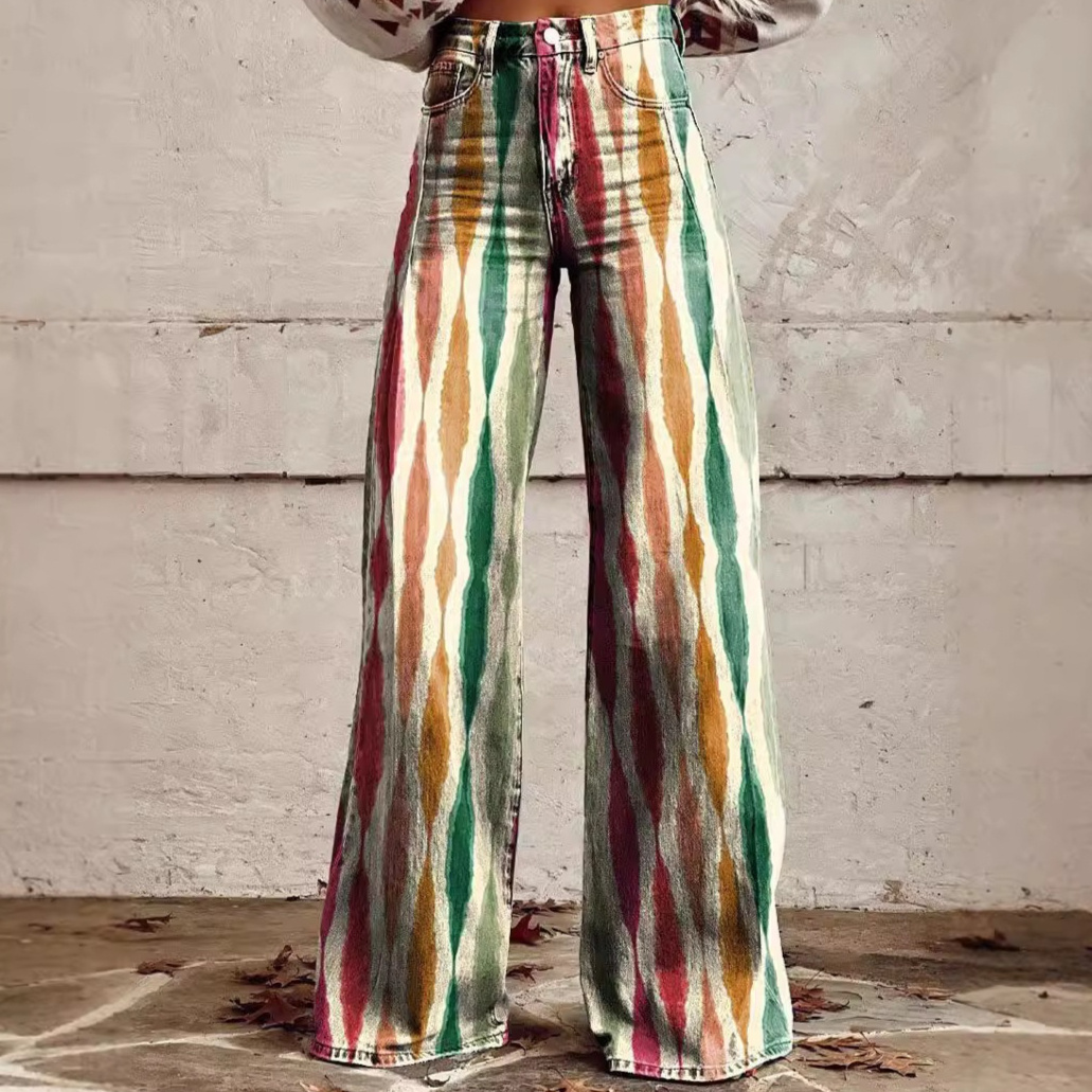 New 3D Thermal Transfer Speaker Simulation Denim Trousers Loose Pants All-matching