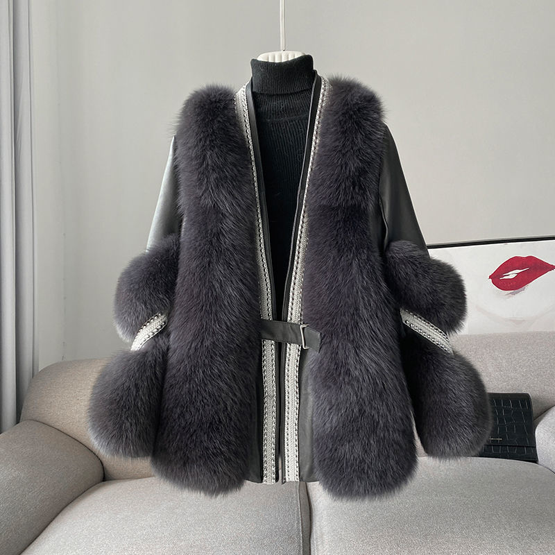 Loose Fashionable Warm Mid-length Fur Coat - Image 7
