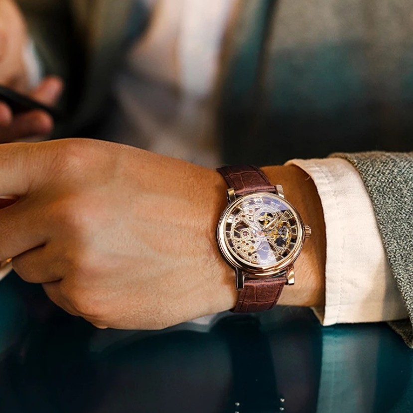 Fully Hollow Men's Manual Belt Mechanical Watch - Image 2