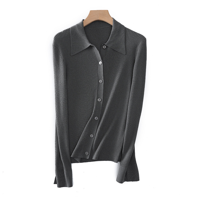 Sunken Stripe Knitted Wool Cardigan For Women - Image 8