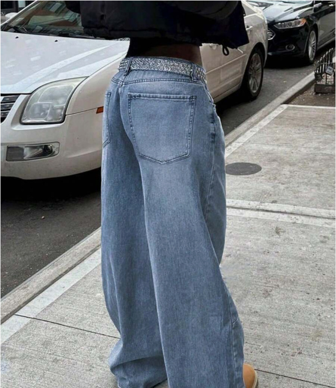 Street Style Loose Distressed Retro Washed Wide Leg Jeans - Image 3