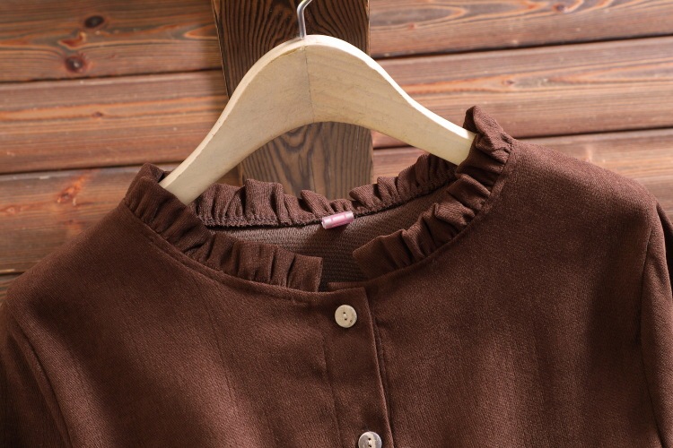 Retro Fungus Collar Corduroy Waist Slim Skirt - Image 5