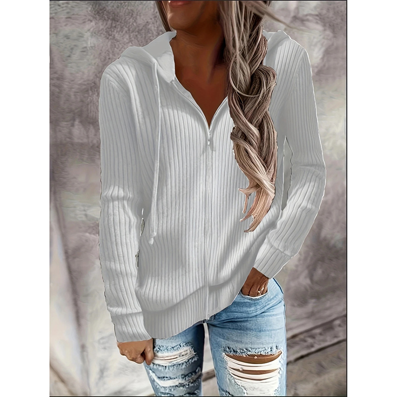 Women's Zip Up Hoodies Sweatshirts Sweater Fall Outfits Casual Long Sleeve Drawstring Jackets - Image 2