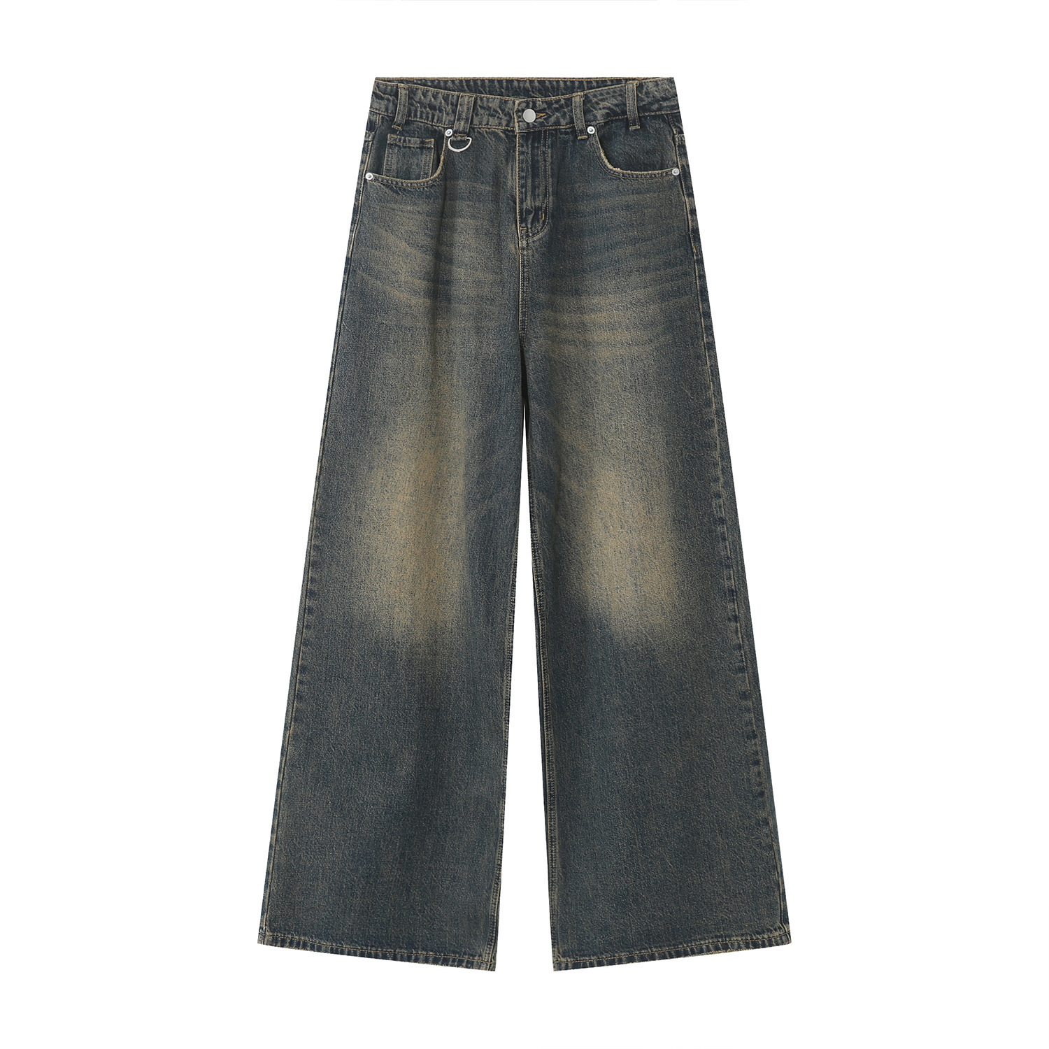 Retro Hong Kong Style Distressed Loose Wide Leg Mopping Jeans - Image 8