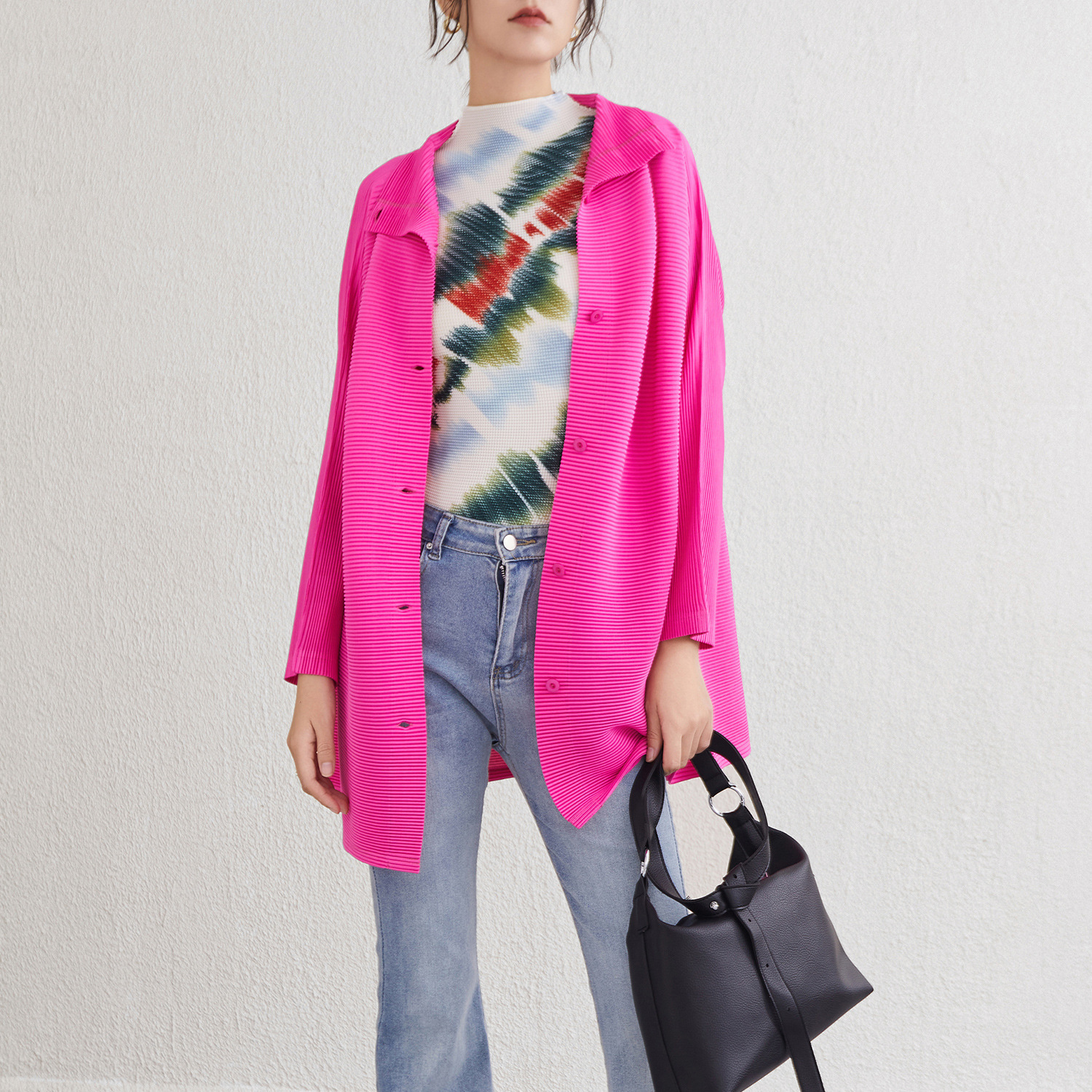 Knitted Long Wild Turtleneck Coat Top - Image 4