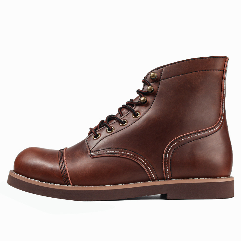 Retro Cowhide Martin Boots Men's Oil Wax Leather Military Boots Worker Boot — изображение 5