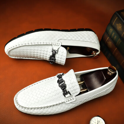 Spring And Summer White Lazy Doug Shoes Men's British Casual Leather Shoes