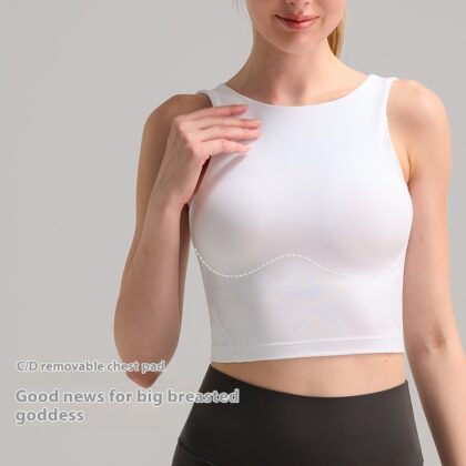 High Collar Women's Yoga Vest Workout Bra Brushed Soft Glutinous Sports Underwear