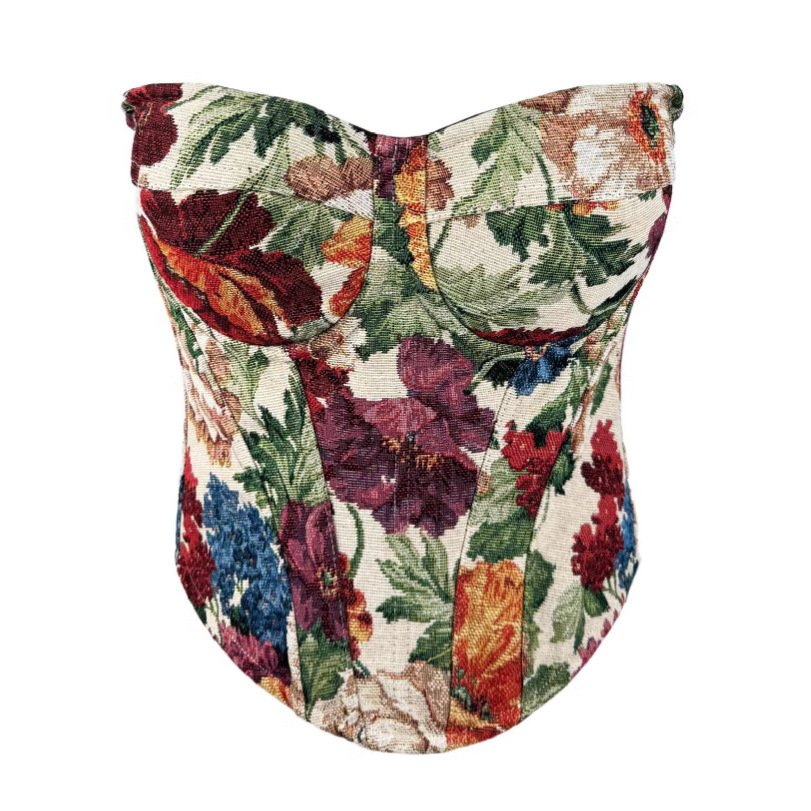 Sexy Tube Top With Chest Pad Vintage Court Style Fishbone Bra - Image 6