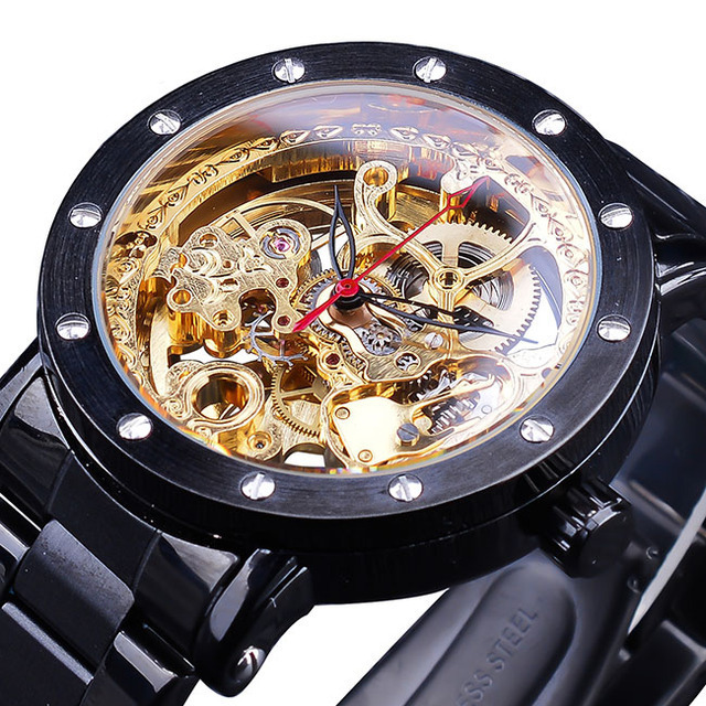 Hollow Out See Through Mechanical Watch Men's Fashion Waterproof Automatic Watch - Image 2