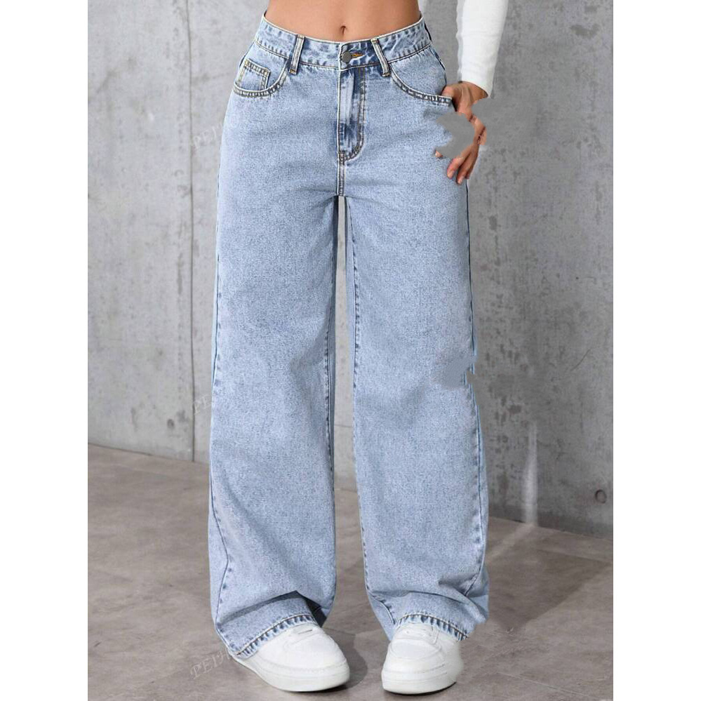 Sweet And Spicy Style High Waist Straight Jeans — изображение 5