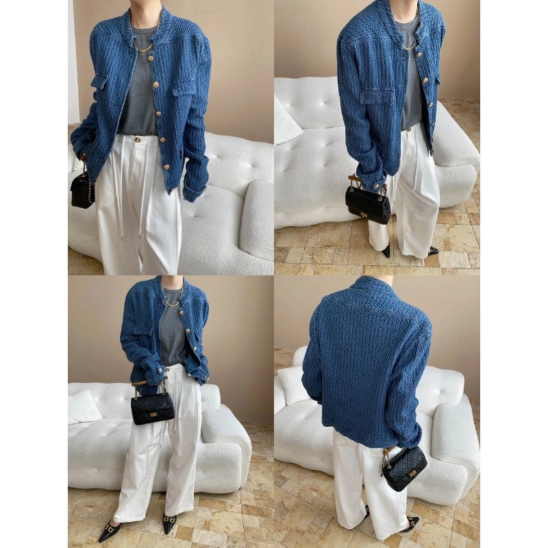 Texture Profile Classic Style Denim Jacket Coat - Image 3