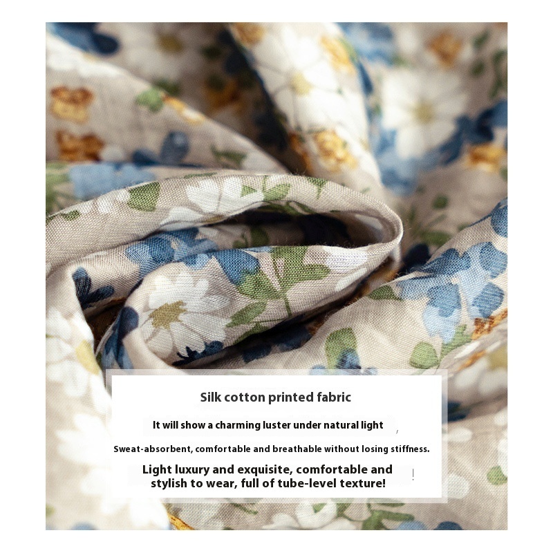 New Short Sleeve Elegant Slimming French Collar Design Floral Chiffon Shirt - Image 4