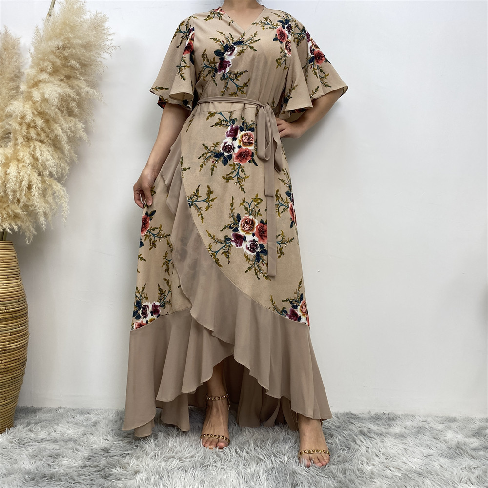 Plus Size Ladies Printed Chiffon Panel Fashion Dress - Image 5