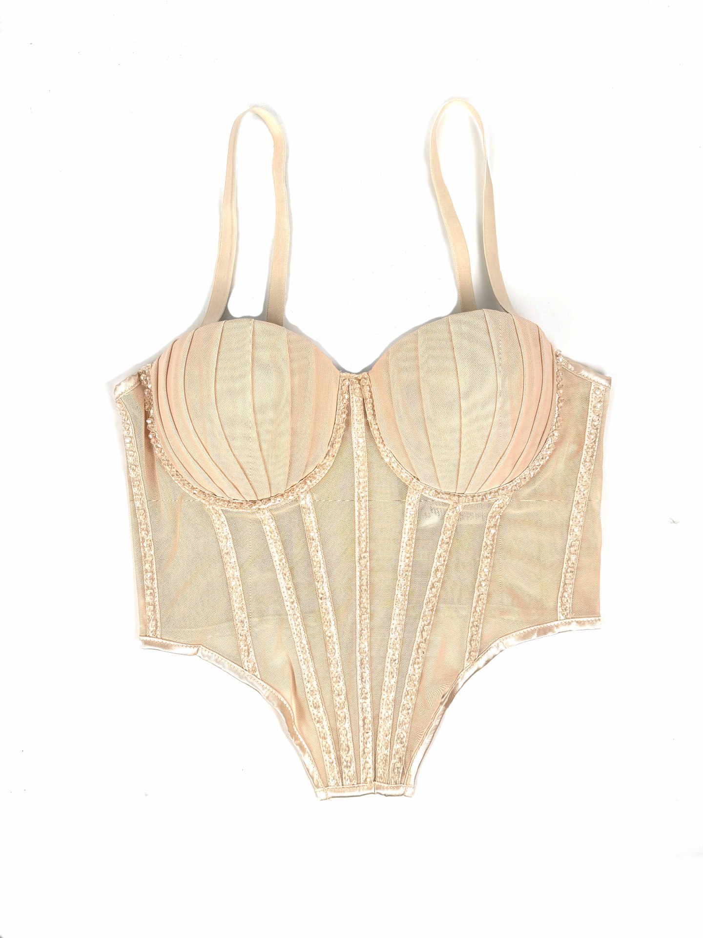 Sexy Mesh With Braces And Breast Pad Can Be Worn Outside Rhinestone Fishbone Plastic Bra - Image 7