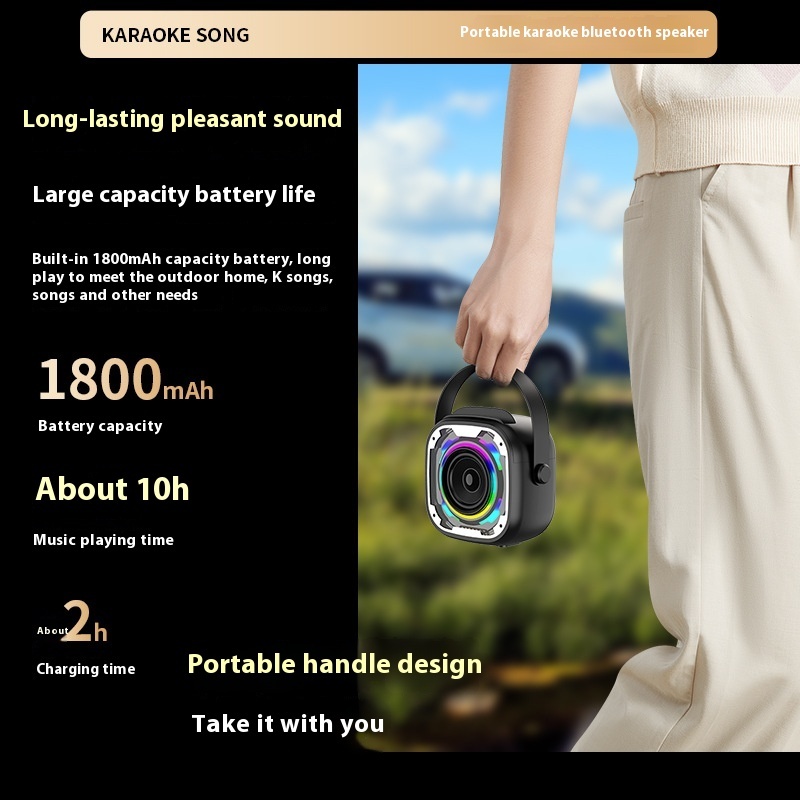 Portable Wireless Bluetooth Speaker With Microphone Integrated Karaoke Speaker – Bild 4