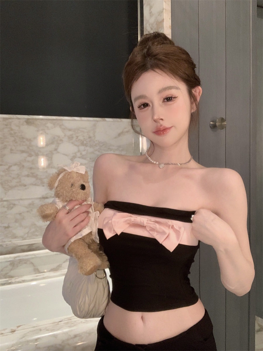 Female Casual Creative One Shoulder Bow Top - Image 2