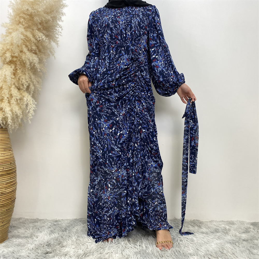 Women's Fashion Floral Round Neck Elastic Dress – Bild 4